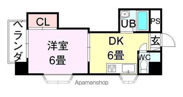 第3ゴトービル(1DK/1階)の間取り写真
