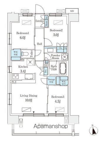 スカイグランデ津田沼(3LDK/2階)の間取り写真