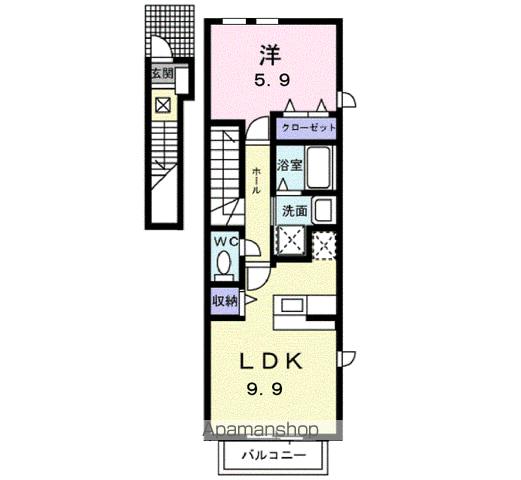 ネオハイムC(1LDK/2階)の間取り写真