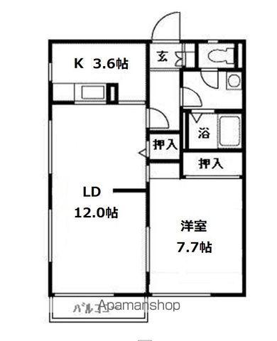クレセントⅡ(1LDK/2階)の間取り写真