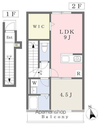 EARLS COURT北条Ⅲ B(1LDK/2階)の間取り写真