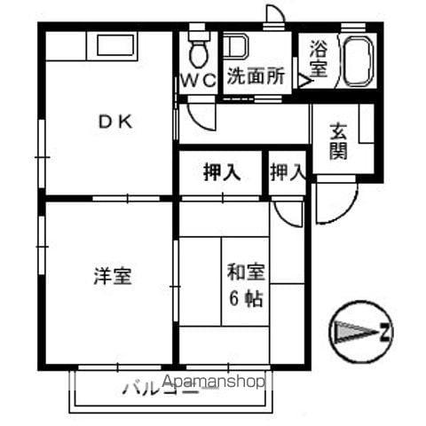 フォーレス横水(1LDK/1階)の間取り写真