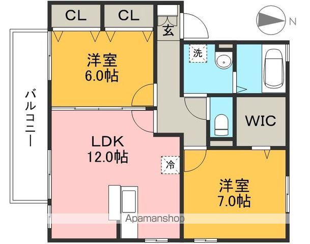 グランフェリオ B棟(2LDK/1階)の間取り写真