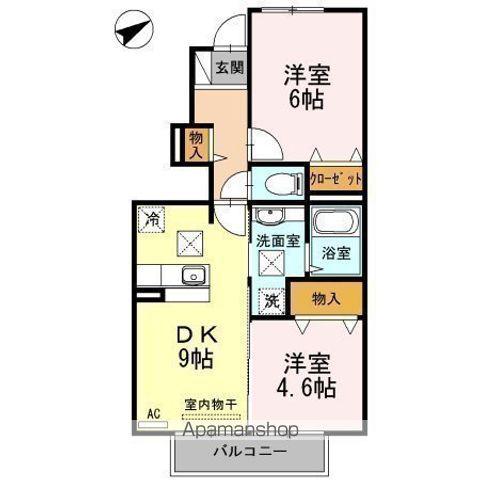 アクシス(2DK/1階)の間取り写真