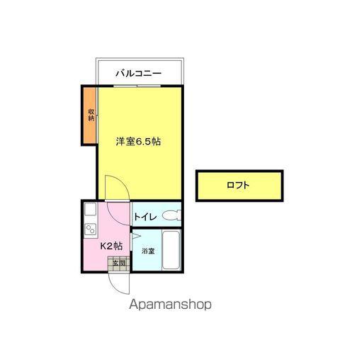 レジデンス稗田B(1K/2階)の間取り写真