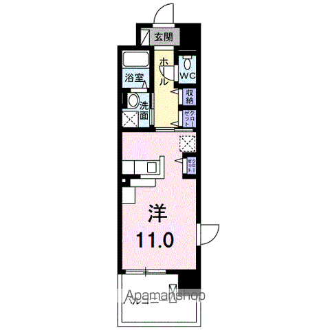 カルムドアビタシオン(1K/5階)の間取り写真
