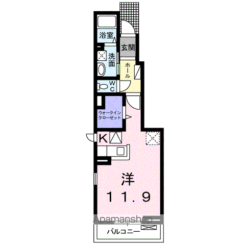 ウィンザ(1K/1階)の間取り写真