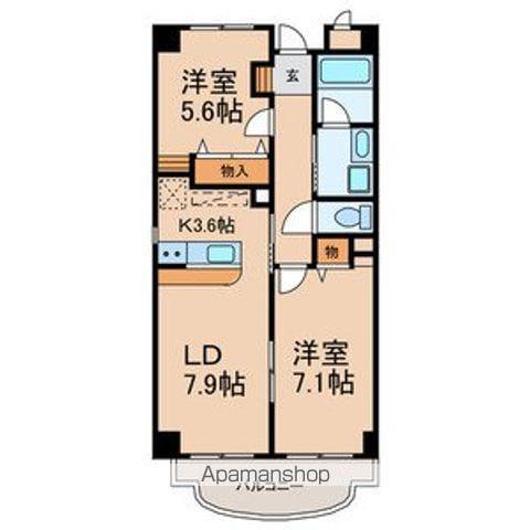 フォレストハサマ(2LDK/3階)の間取り写真