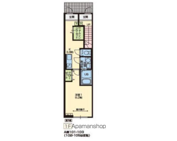 PORTE BONHEUR Ⅳ A棟(1K/1階)の間取り写真