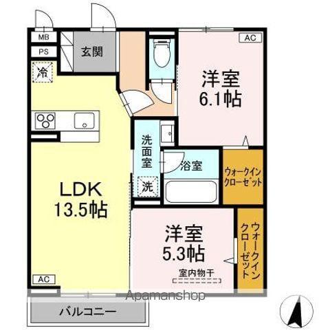 D-ROOMフィオーレ(2LDK/2階)の間取り写真