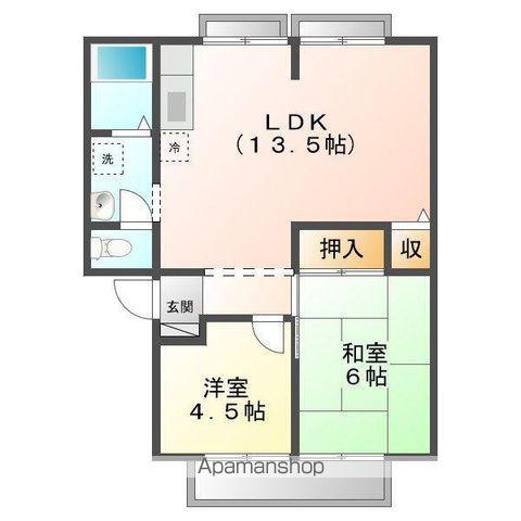 ウィンディアさの D(2LDK/2階)の間取り写真