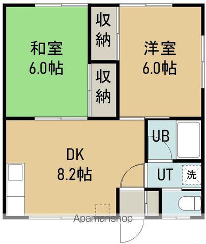コスモスマンション(2DK/2階)の間取り写真