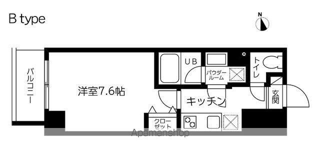 スカイコート蔵前Ⅱ(1K/13階)の間取り写真