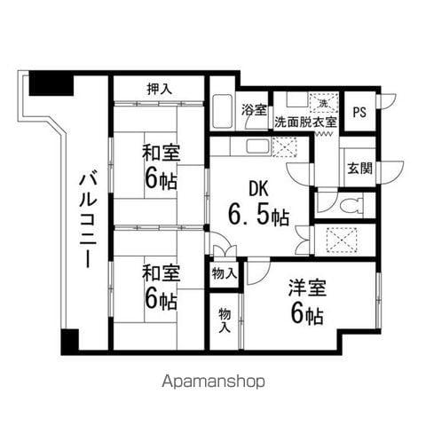 卸町マンションフタバ(3DK/11階)の間取り写真