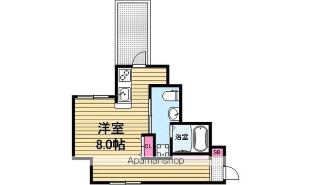 ヴィラタワー谷町(ワンルーム/2階)の間取り写真