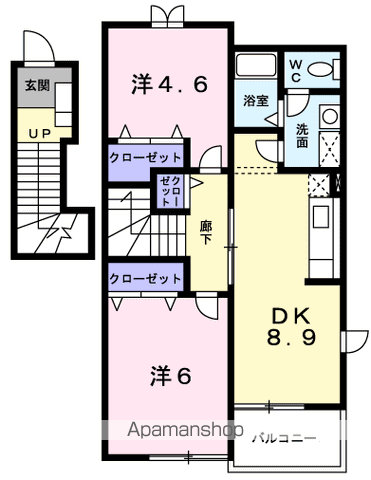 シースカイ(2DK/2階)の間取り写真