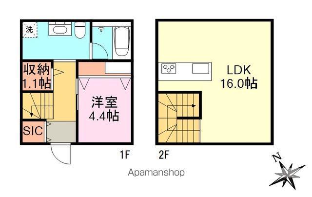 北陸鉄道浅野川線 内灘駅 徒歩7分 2階建 築4年(1LDK)の間取り写真