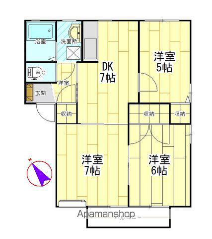 トミーヒルズ21 B(3DK/2階)の間取り写真