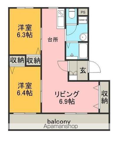スマイルフラット(2LDK/3階)の間取り写真