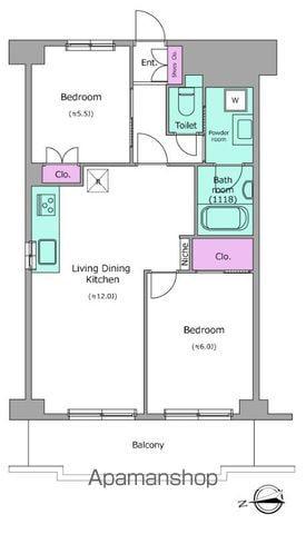 チェスターハウス川口(2LDK/3階)の間取り写真