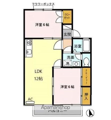 セジュールスギモトA(2LDK/2階)の間取り写真