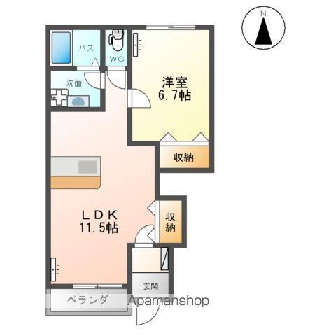 ブラウンハウス(1LDK/1階)の間取り写真