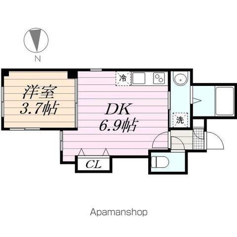 プラージュ登戸(1DK/4階)の間取り写真