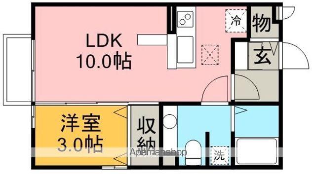 オークヒルズ壱番館(1LDK/1階)の間取り写真