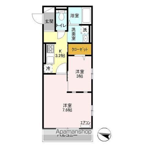 シェドゥーヴル(2K/3階)の間取り写真