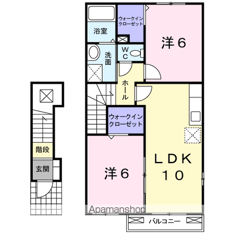 グラン・すずかぜの丘B(2LDK/2階)の間取り写真