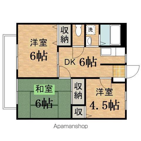 クレストコートA棟(3DK/1階)の間取り写真