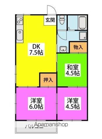 コスモハイツ東和(3DK/2階)の間取り写真
