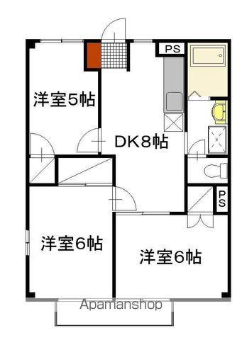 ロックヒルⅣ(3DK/1階)の間取り写真