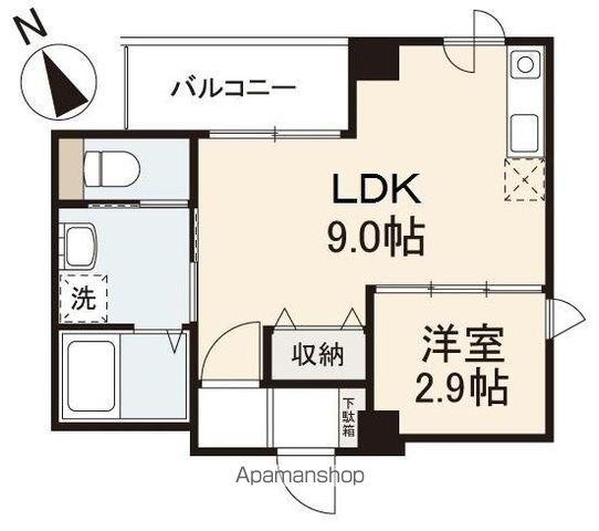 プレシャスタイム瓦町(1LDK/9階)の間取り写真