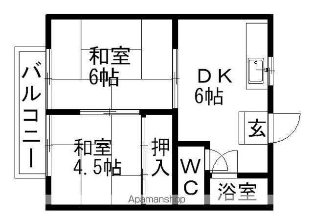 コーポ三鈴(2DK/1階)の間取り写真