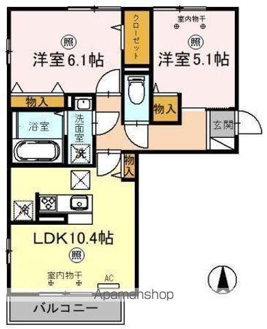 ゼルコバ Ⅱ(2LDK/1階)の間取り写真