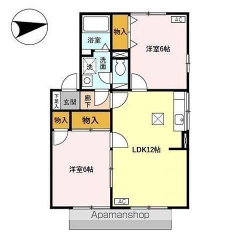 セジュールかきざき C(2LDK/1階)の間取り写真