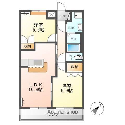 カームハイツ(2LDK/2階)の間取り写真