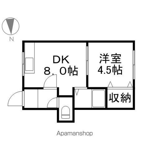 フォースⅠ(1DK/3階)の間取り写真