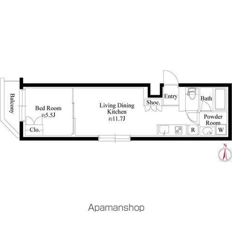 グランパセオ代々木上原Ⅱ(1LDK/2階)の間取り写真
