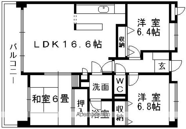 レイクサイドテラス(3LDK/4階)の間取り写真