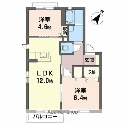 シャーメゾン南川 A棟(2LDK/2階)の間取り写真