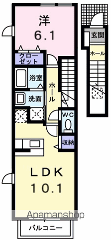 ベルフィオーレⅡ(1LDK/2階)の間取り写真