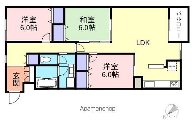 YNT第1マンション(3LDK/3階)の間取り写真