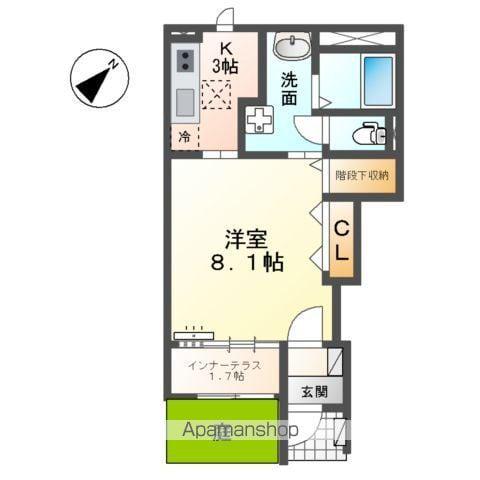 ウィン・ベルⅤ(1K/1階)の間取り写真