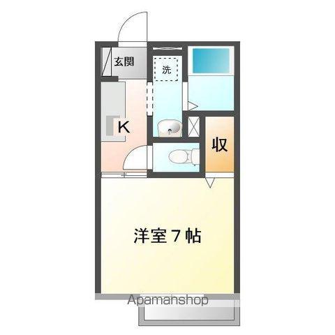 バーミリオン沖野上(1K/1階)の間取り写真