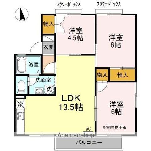 シャルム由比ヶ浜C・D(3LDK/2階)の間取り写真
