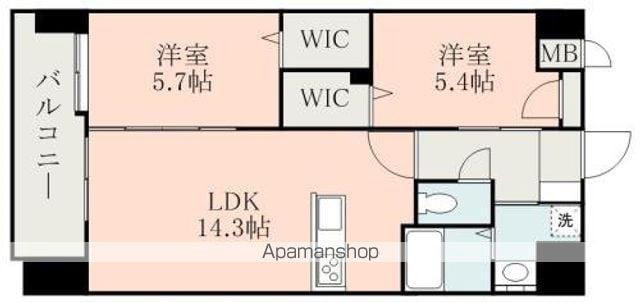 フルール米屋町(2LDK/13階)の間取り写真