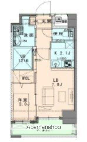 ヴィラージュ高宮(1LDK/6階)の間取り写真