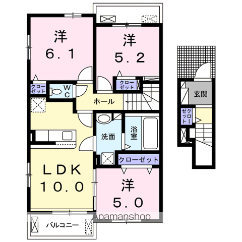 モンベル(3LDK/2階)の間取り写真